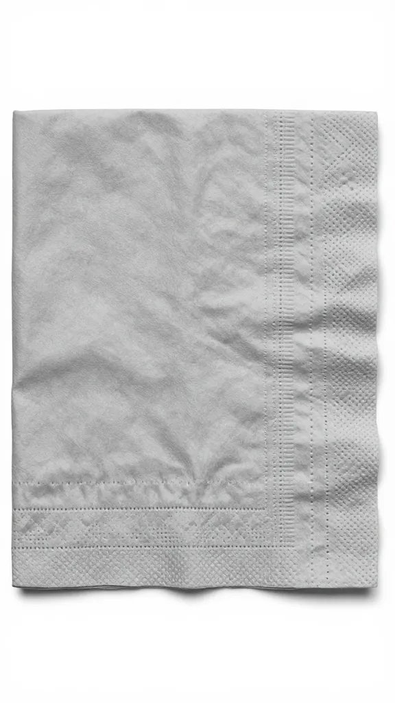 single iron-modified napkin showing gray tone on corner
