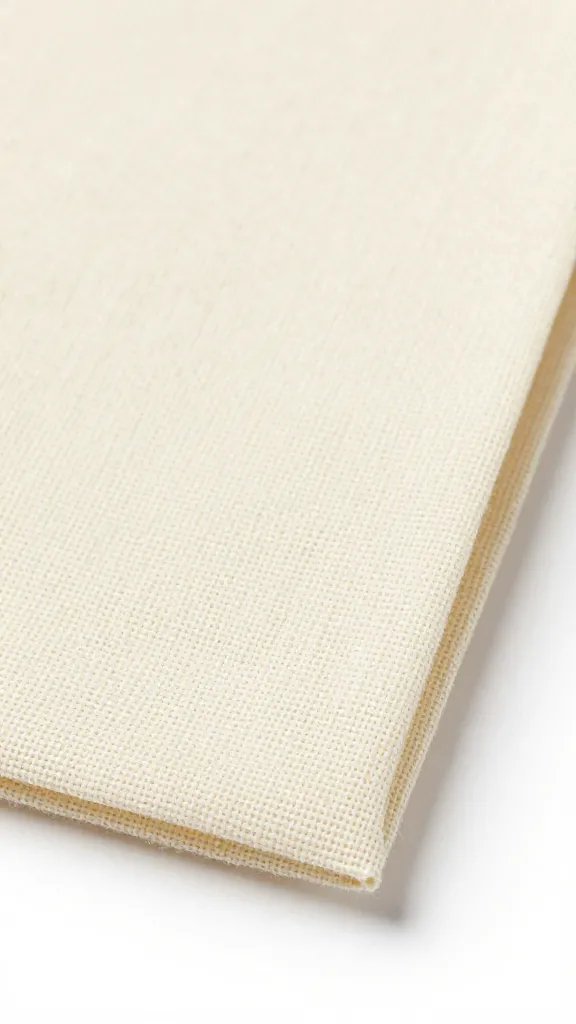 macro of mitered corner on ivory linen napkin