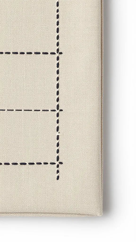 pulled-thread ladder detail on flax linen napkin edge