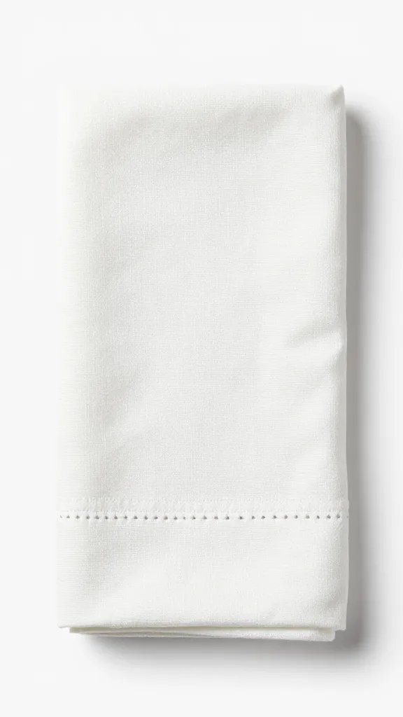 tight weave cotton napkin hemstitch, studio lighting