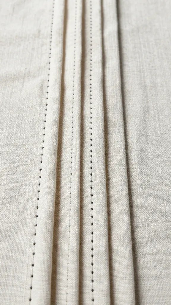 hemstitch bundles aligned along natural linen selvedge, macro