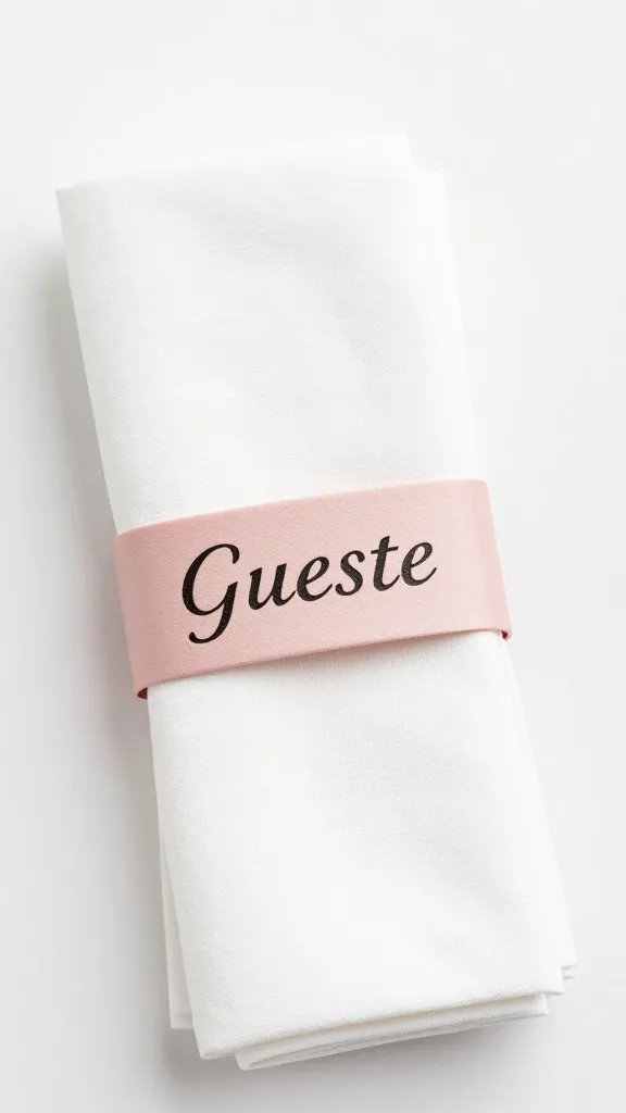 personalized guest-name napkin ring in blush with serif type