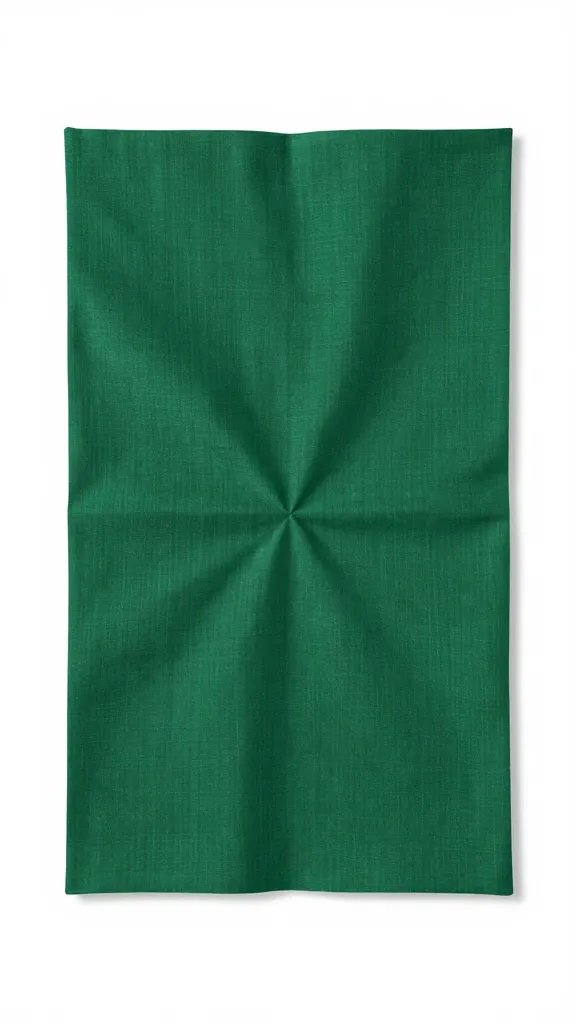 emerald pinwheel-fold linen with crisp shadow ridges