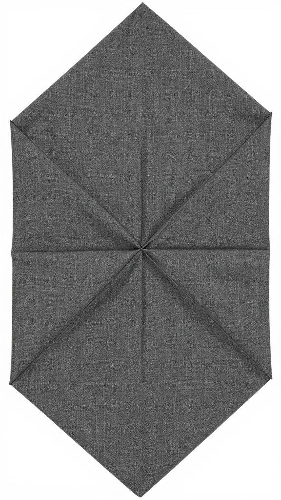 charcoal linen pinwheel fold with sharp creases