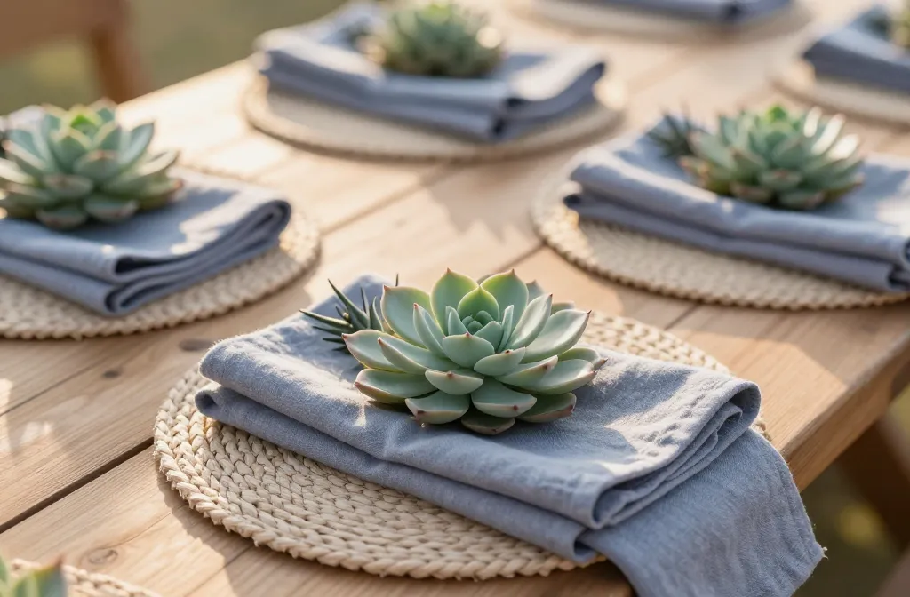 The Secret to How to Use Faux Succulents for Summer Picnic Napkin Decor