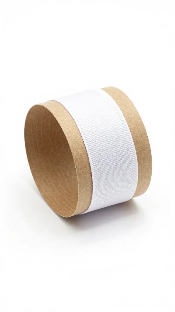 white PVA-glued ribbon trim on kraft napkin ring