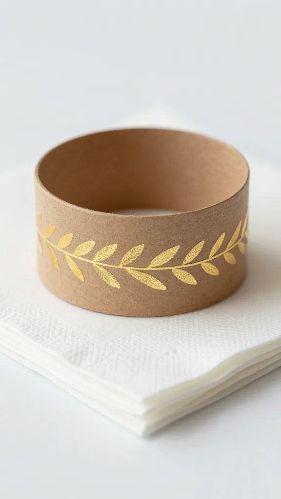 gold leaf accent band on sealed cardboard napkin ring