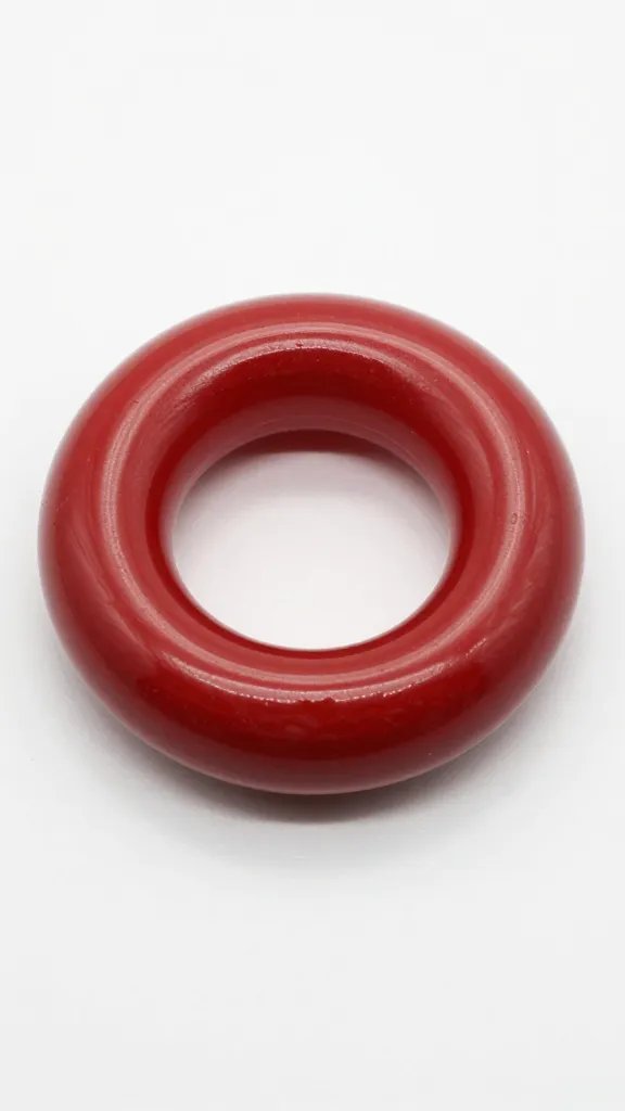 glossy cherry-red napkin ring with smooth rounded edge