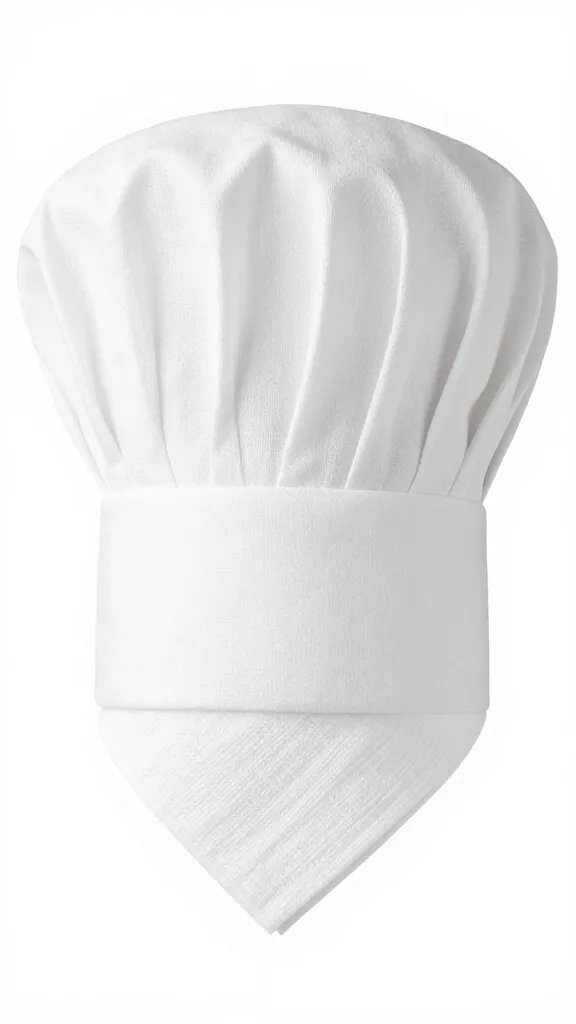 20-inch cotton napkin, starched, forming chef’s hat