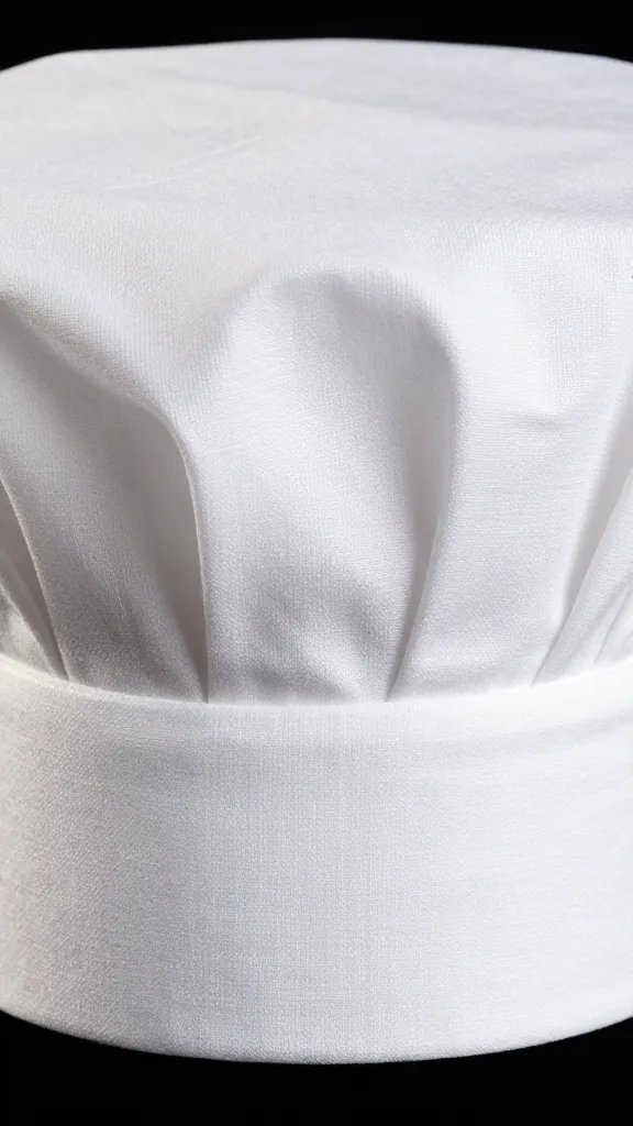 closeup of pressed linen texture on folded chef’s hat