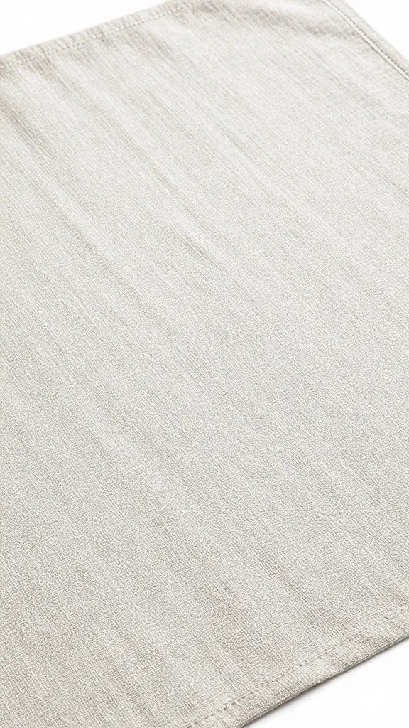 closeup stone-washed linen placemat with visible slub texture