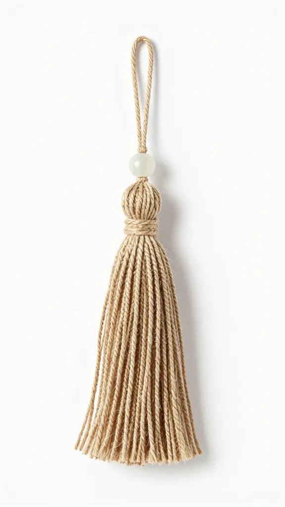 single jute tassel hanging from bead, seamless top