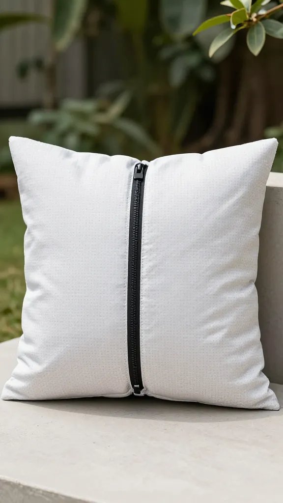single polyester outdoor pillow zipper with mildew stain dot