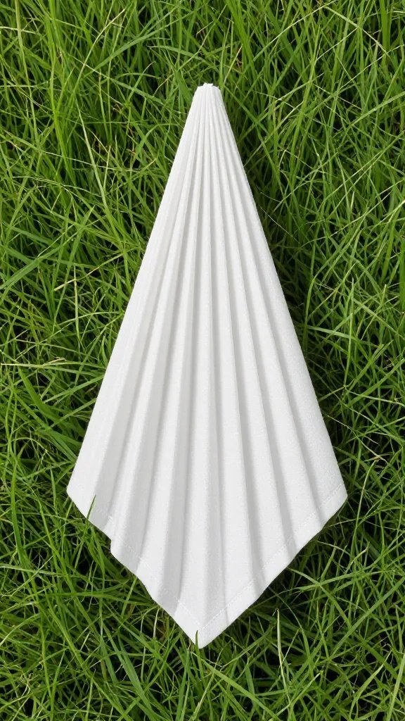 Breezy lawn, tight shot of stable French Pleat napkin