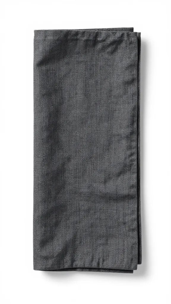 Charcoal linen French Pleat napkin with subtle shadowing