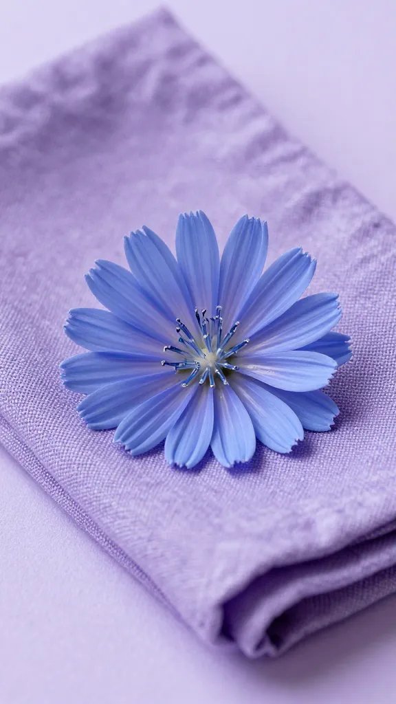 periwinkle linen napkin tuned to chicory flower blue, macro