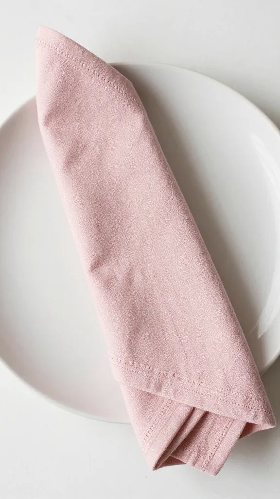 blush cotton rosette napkin on matte stoneware plate