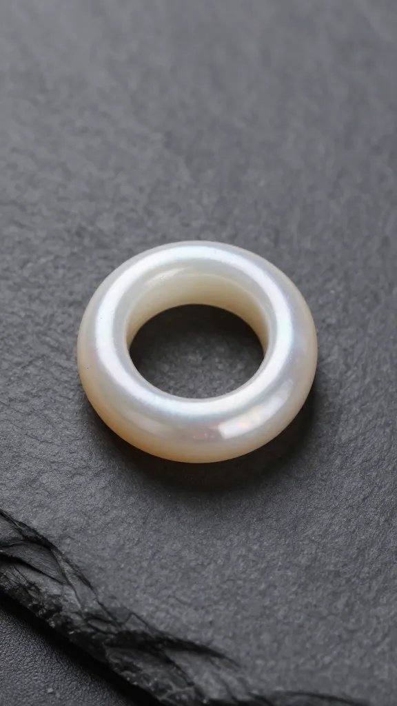 single pearl-accent hot glue ring on slate background