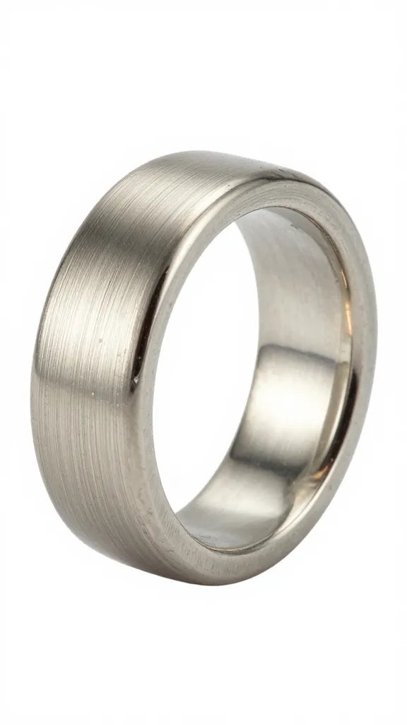 brushed metallic silver glue ring, isolated studio closeup