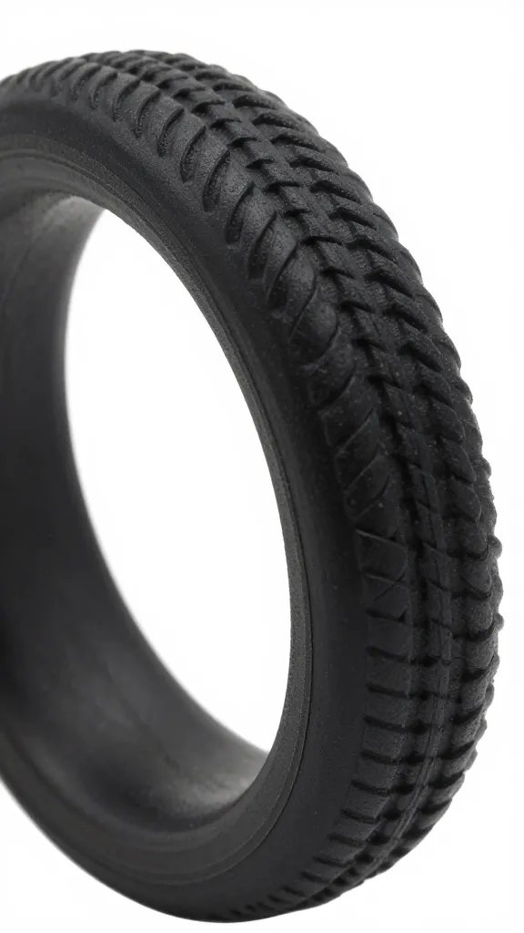 rope-textured hot glue ring, matte black finish, closeup
