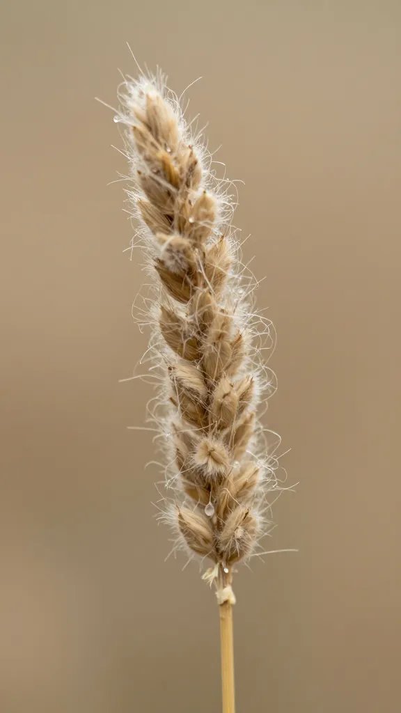 European flax stalk, dew-retted fibers, macro detail