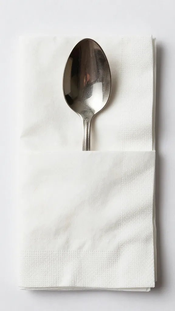 spoon cradled in base pocket of napkin fold