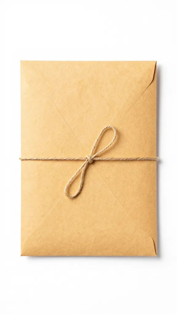 tidy envelope fold tied with thin twine