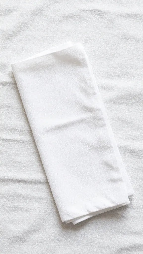 single white linen napkin folded on picnic blanket