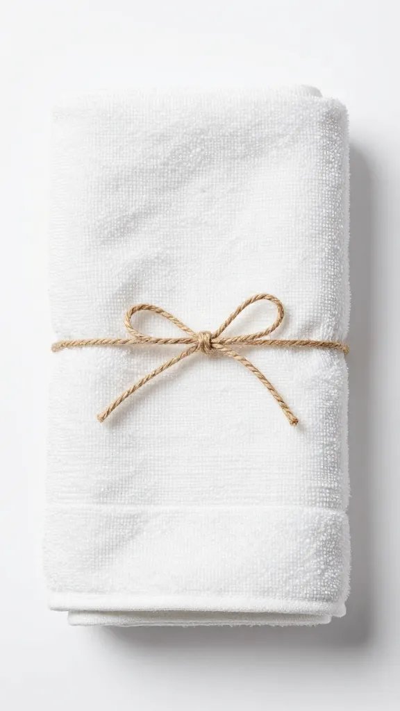 cotton tea towel neatly rolled with twine