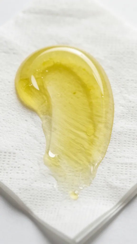 macro of olive oil smear dissolving paper napkin