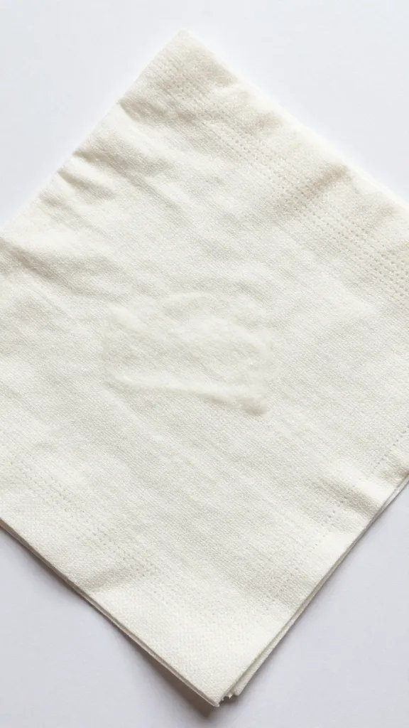 stained organic cotton napkin before spot cleaning, macro