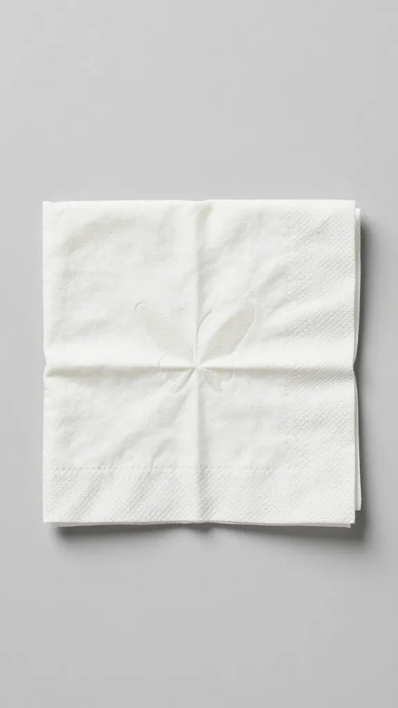 single cotton napkin butterfly fold with firm center crease