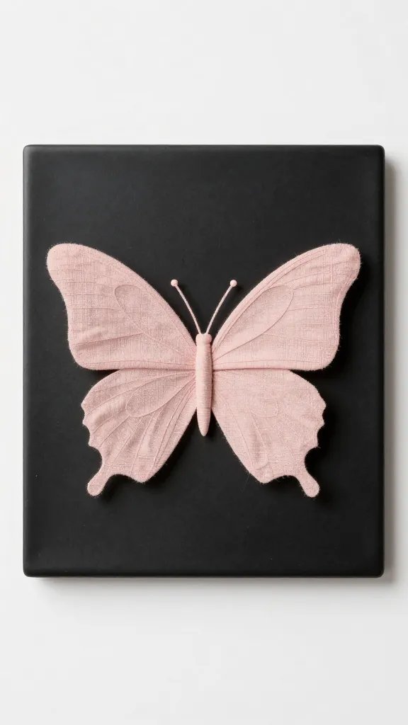 single blush linen butterfly fold on matte black plate