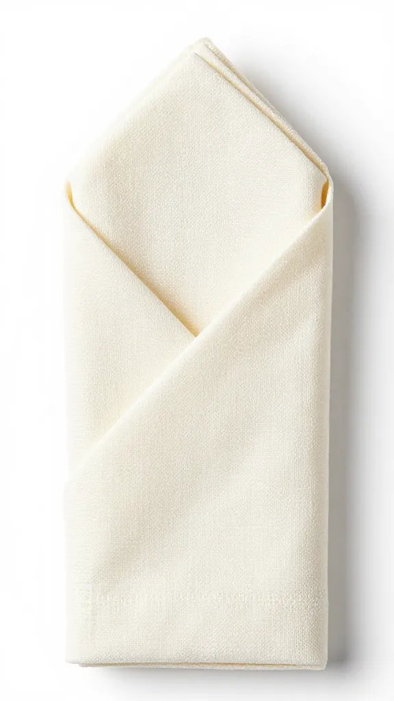 closeup of cotton napkin folded into cutlery pocket