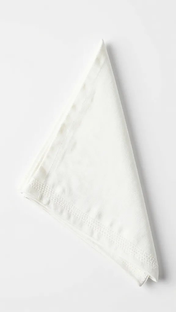 starched cotton napkin simple triangle, sharp tip