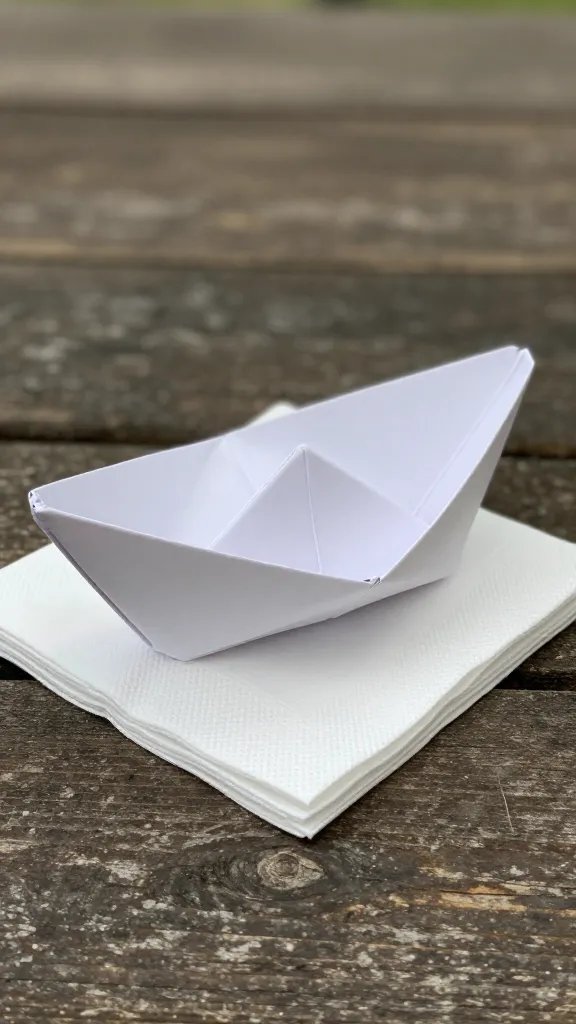 picnic-ready napkin boat fold, rigid corners