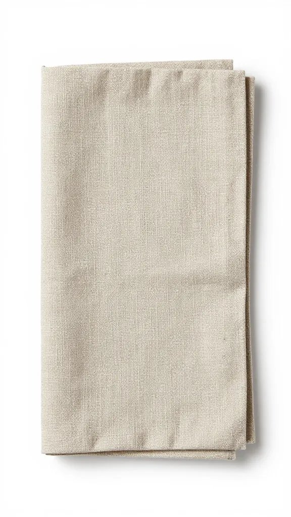 folded Belgian linen napkin with visible slub texture