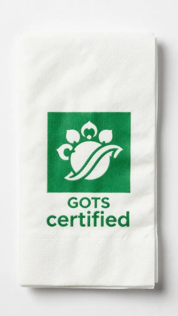 organic cotton napkin label reading “GOTS certified”