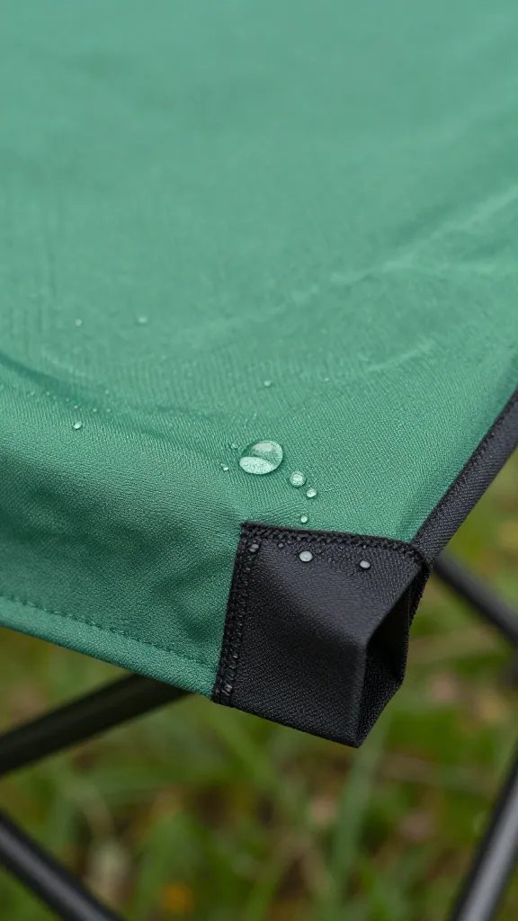 Water-resistant picnic base fabric with bead of dew