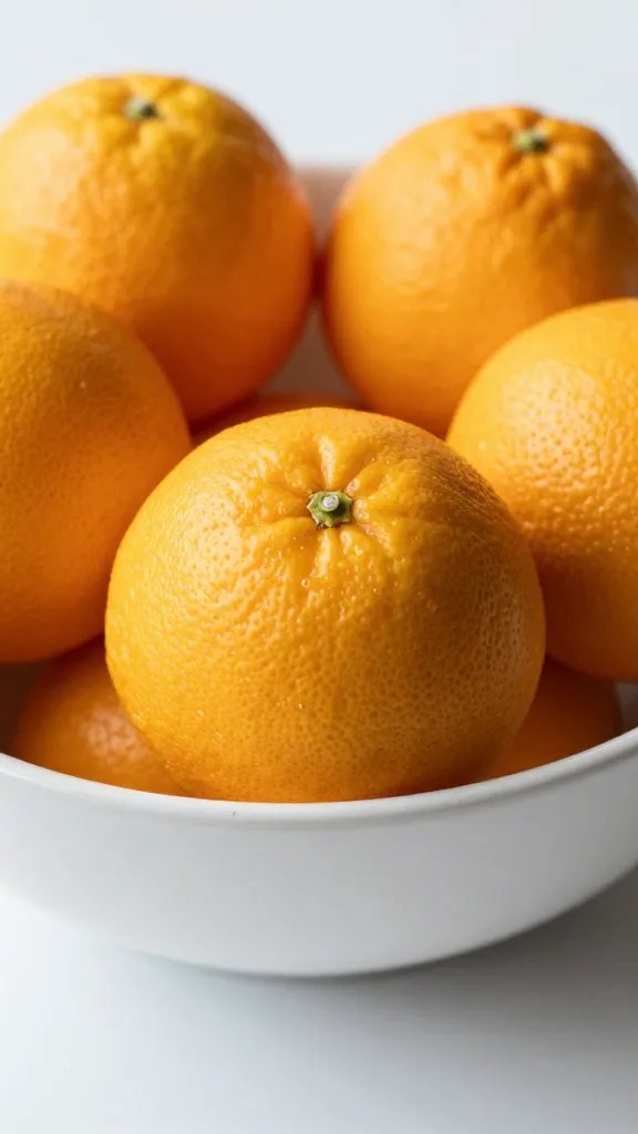 closeup of a solitary fruit bowl with bright citrus, shallow depth