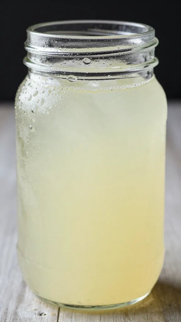 closeup of a single jar of lemonade with condensation