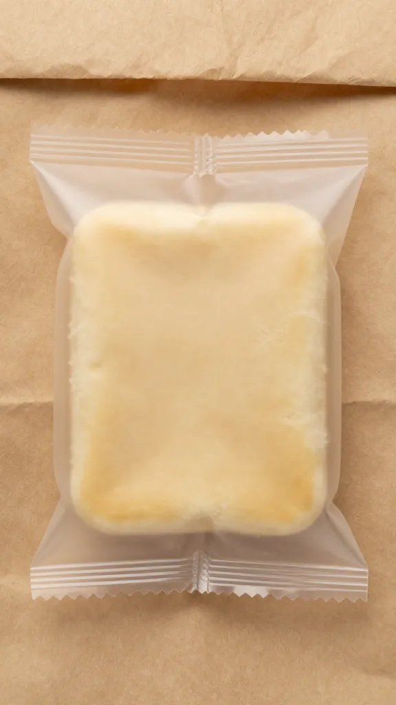 closeup of a single packed light snack in a paper bag
