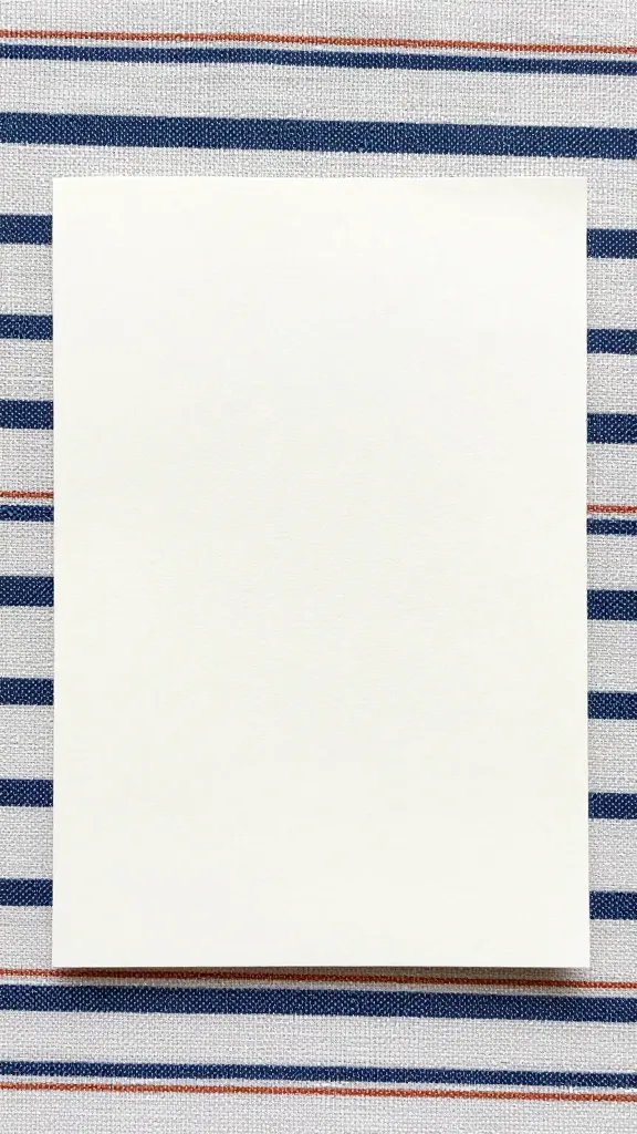closeup of a single handwritten note on striped picnic cloth