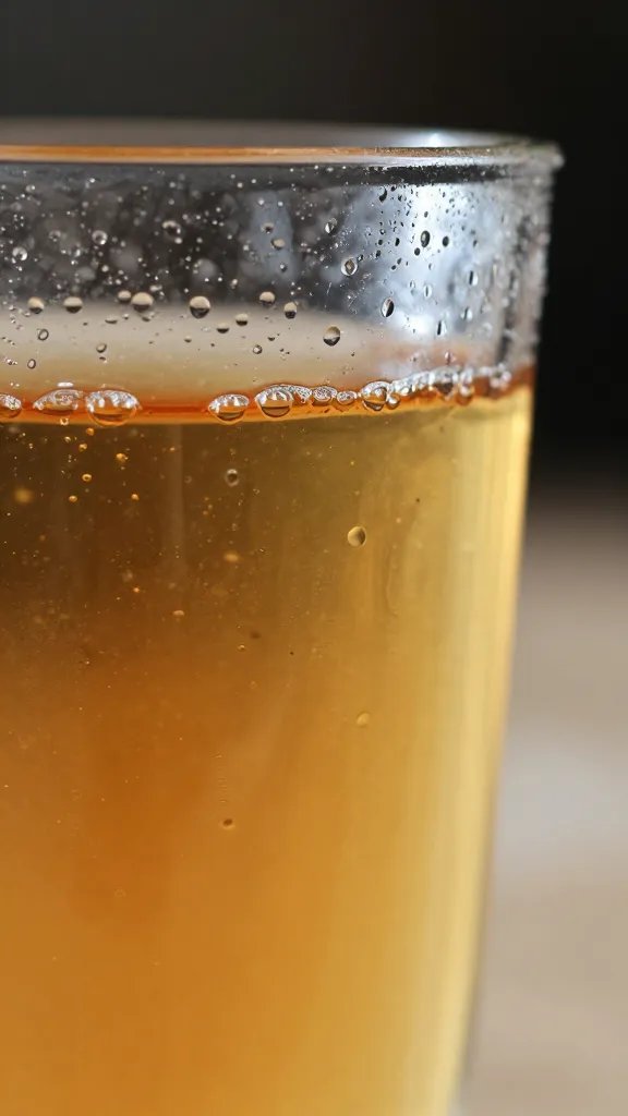 closeup of a lone glass of tea with condensation in sunlight