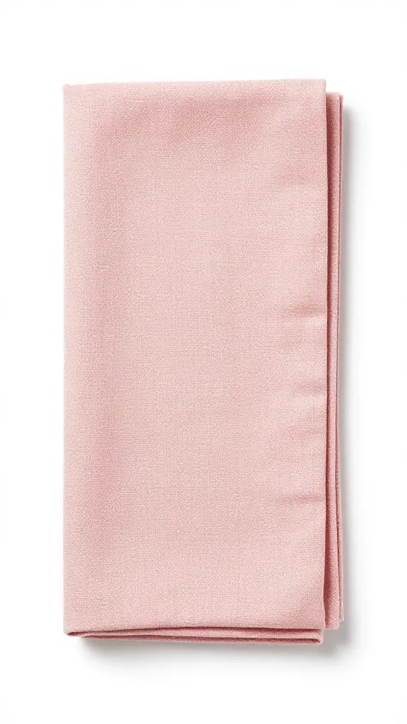 single blush-pink linen napkin folded precisely