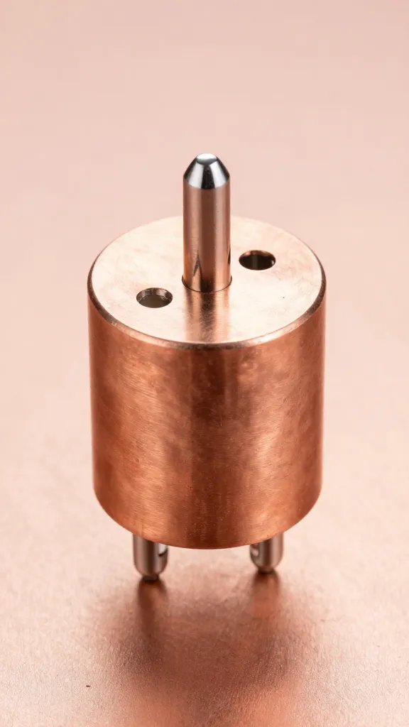 Closeup metallic copper charger under blush plate setting