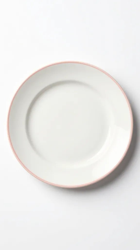single white ceramic plate with delicate pink edge