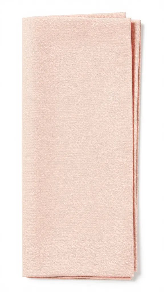 Closeup of champagne blush napkin folded precisely
