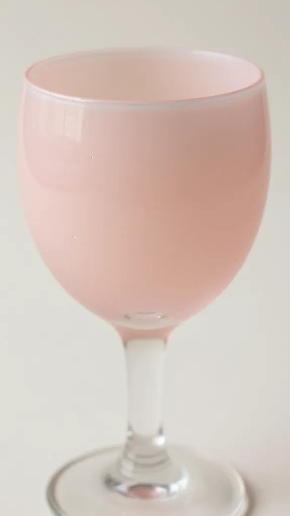 Closeup of blush-blown glass goblet with soft light