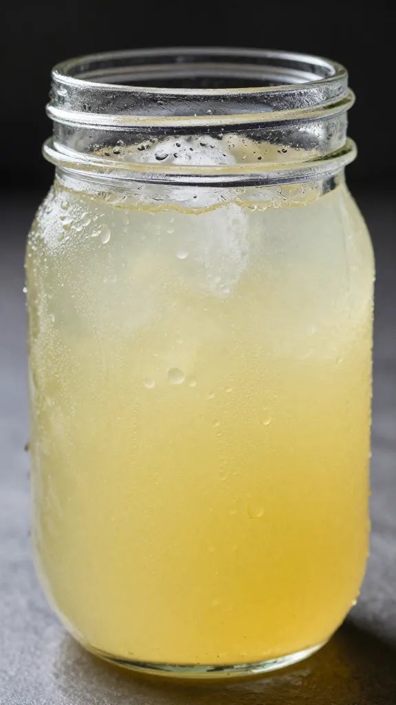 closeup of a mason jar of lemonade with condensation in shade